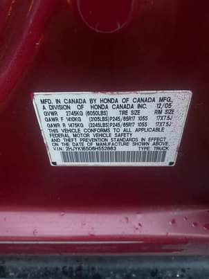 A picture of Honda Ridgeline 2006 Model Belgium equivalent Engine 100 Automatic transmission