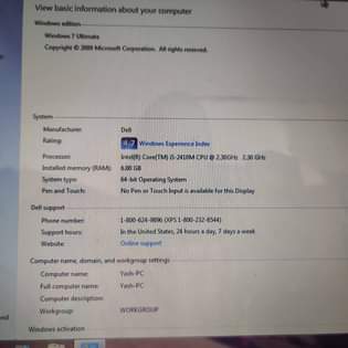 A picture of Dell laptop i5 6gb ram 500gb storage weak battery in
