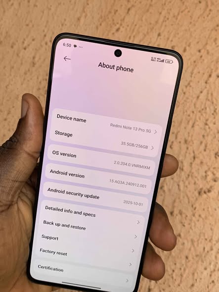 A picture of Redmi note 13 pro 5G Location Nnewi Anambra State