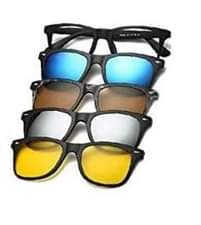 A picture of Polarized Mirror Night Vision Glasses 5 Magnetic Clip Black Sunglasses