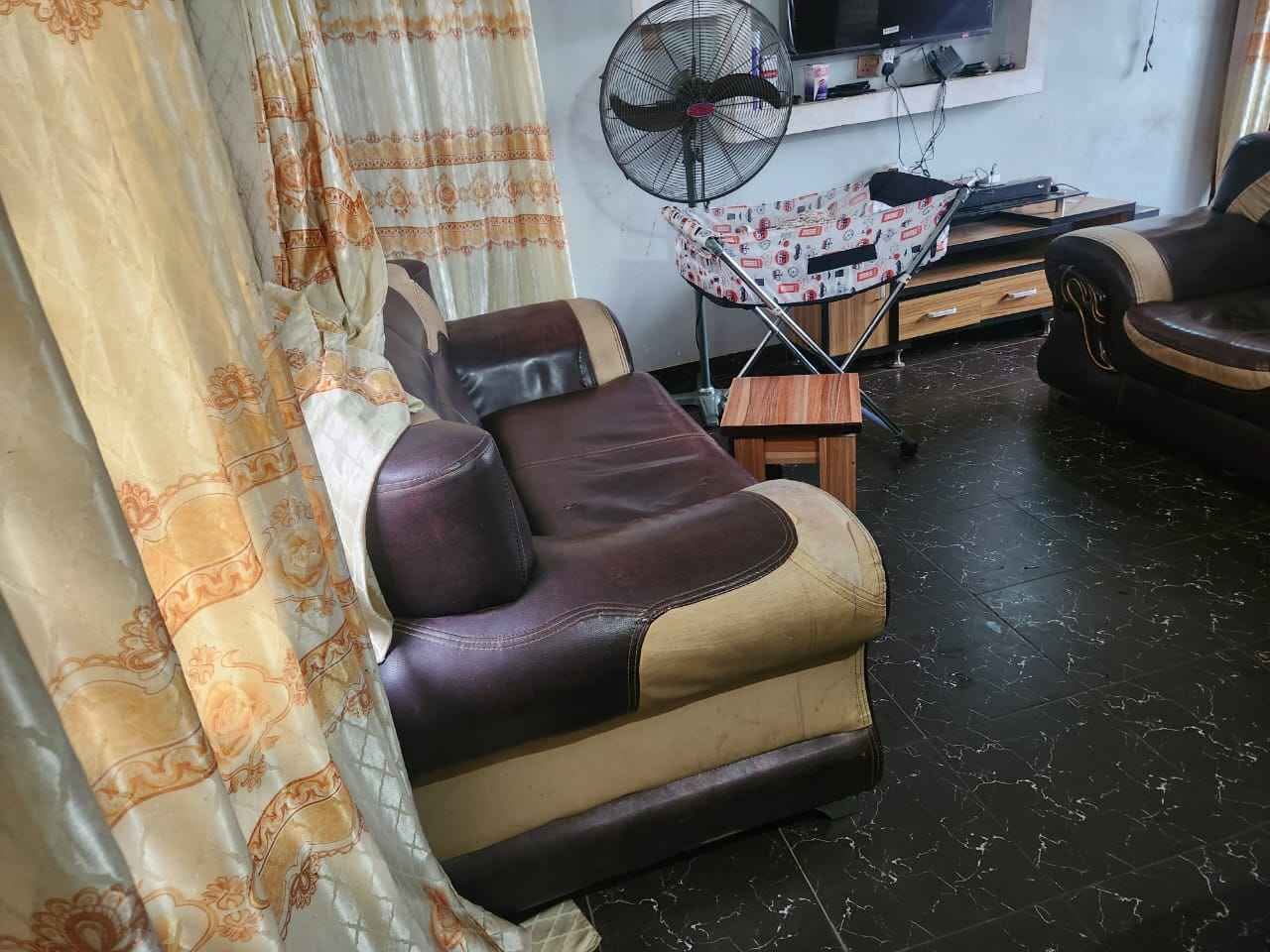 A picture of Elephant leather chair still neat 85k. Single 2 double 1