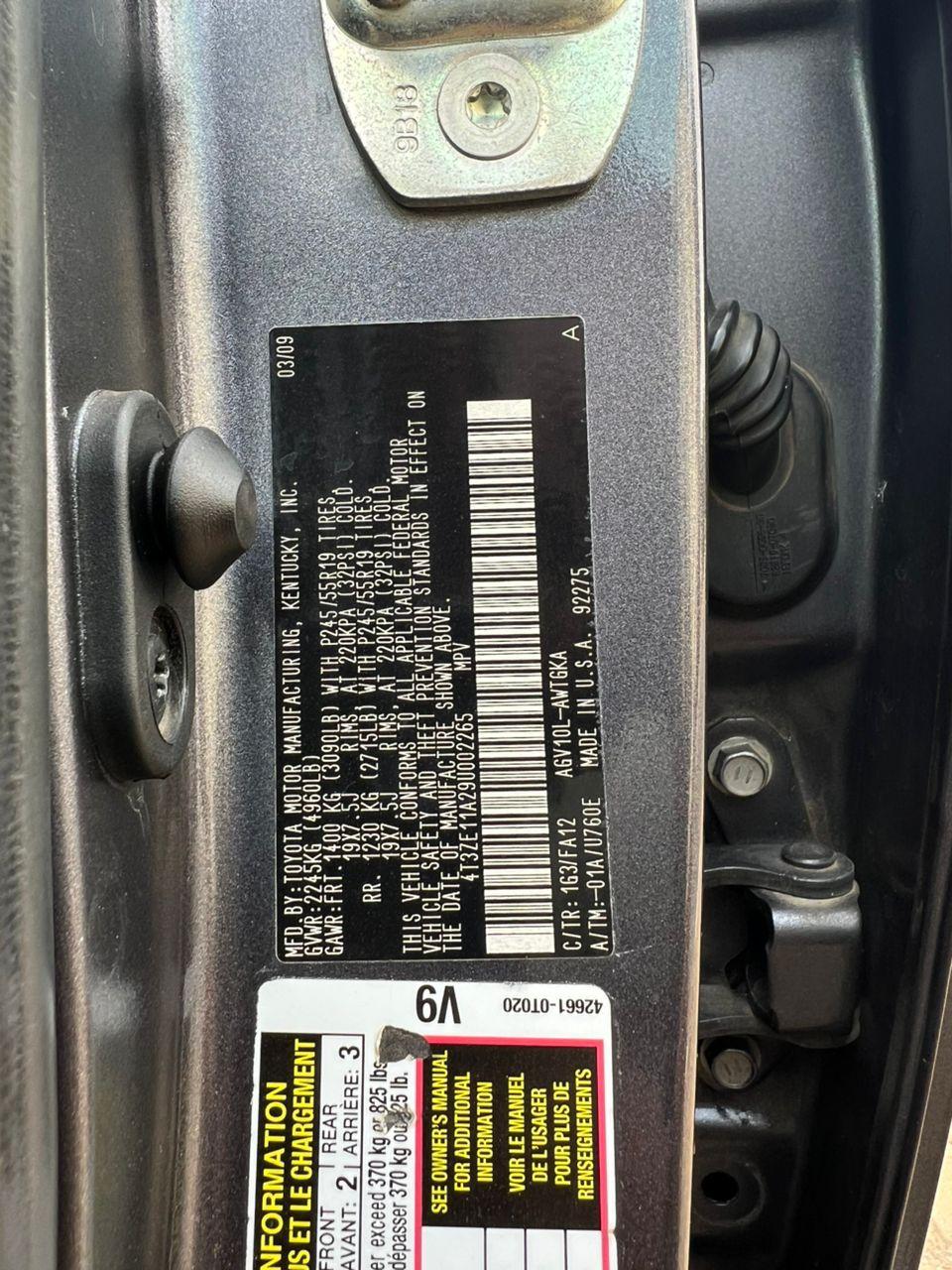 A picture of NGN10 700 000 TOYOTA VENZA 2010 MODEL