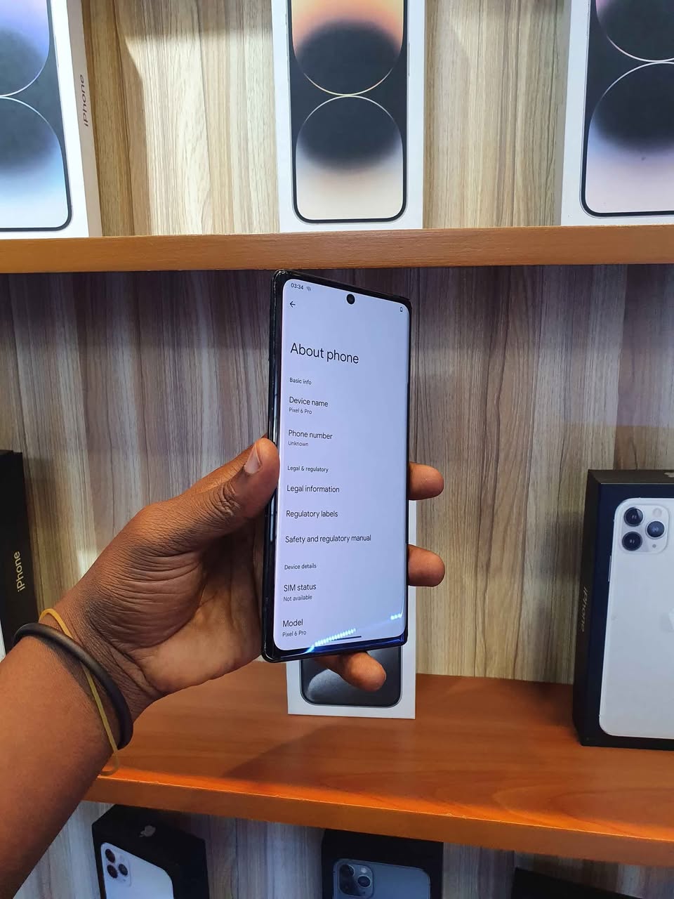A picture of Google pixel 6pro at 480k Storage 128gb 12gb rm Call