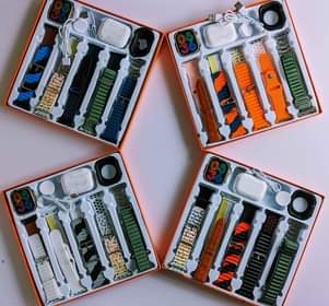 A picture of 12 1 smartwatch smartwatch Smartwatch cover 10strap airpods Tsh 50