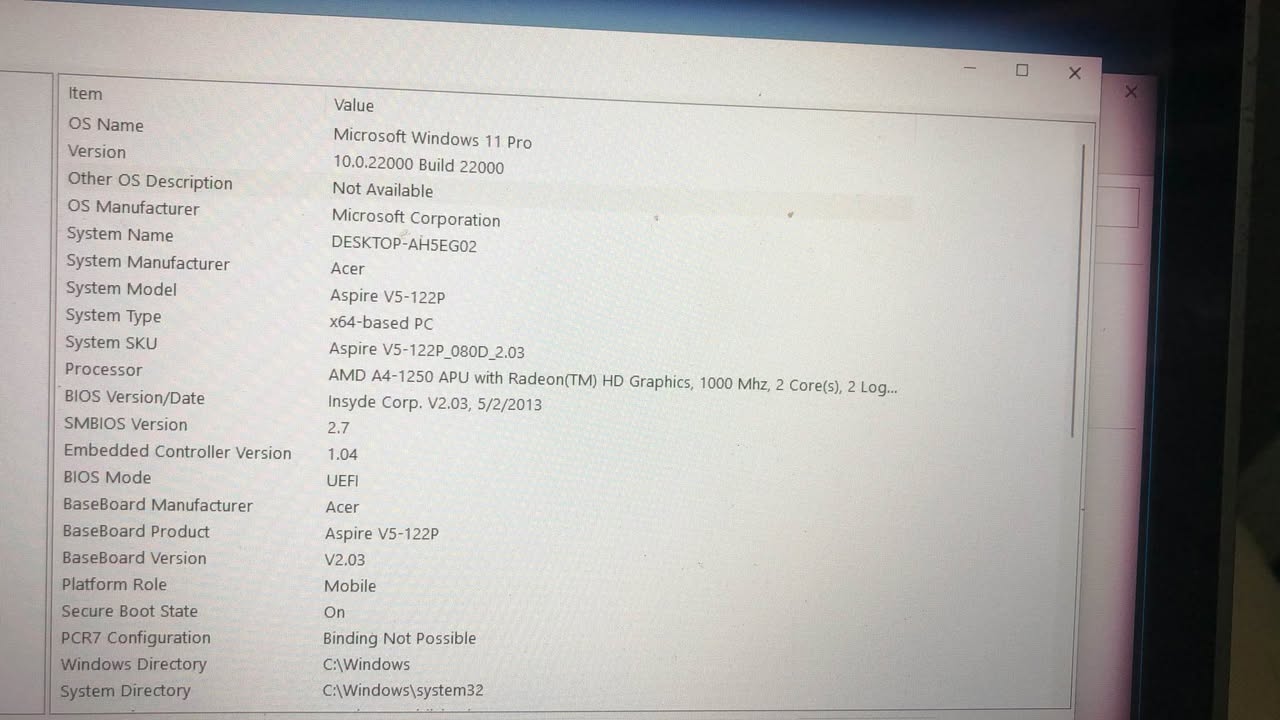 A picture of Acer Aspirev5