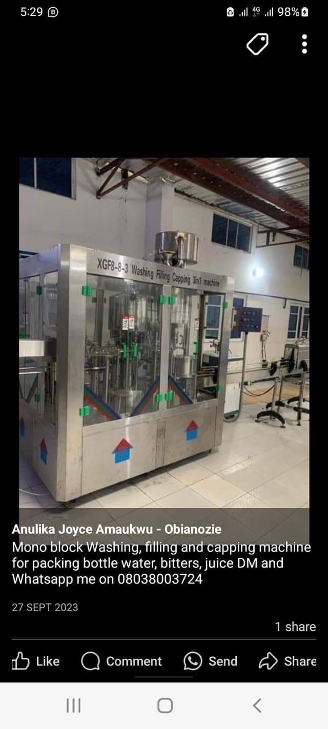 A picture of Bottle and sachet water machines