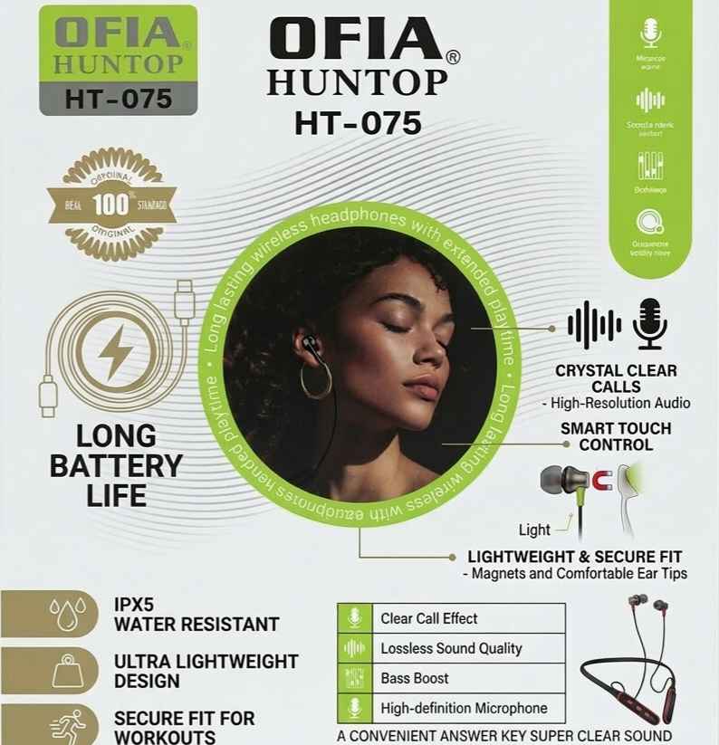 A picture of Neckband earphones wireless Bluetooth Ofia