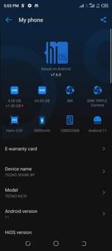 A picture of Tecno spark 8p