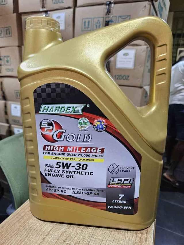 A picture of Hardex Gold fully Synthetic High Milage Engine Oil Available in