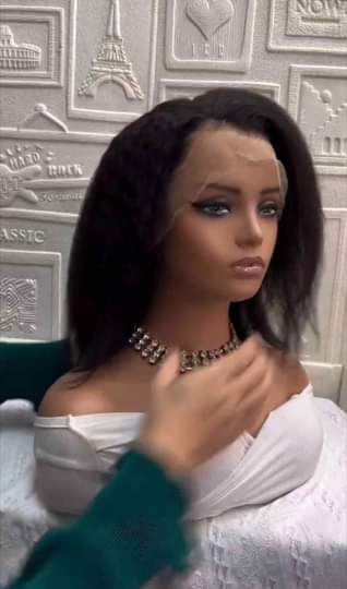 A picture of Kinky straight human hair wig