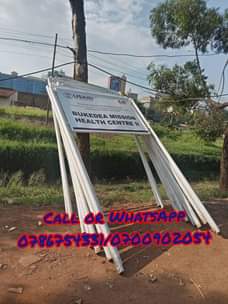 A picture of Road sign posts and printing