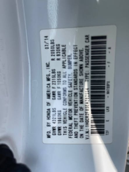 A picture of FOREIGN USED 2015 HONDA ACCORD