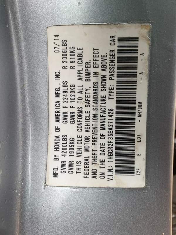 A picture of Distress sales Toks 2015 Honda Accord 2023 Entry Absolutely buy
