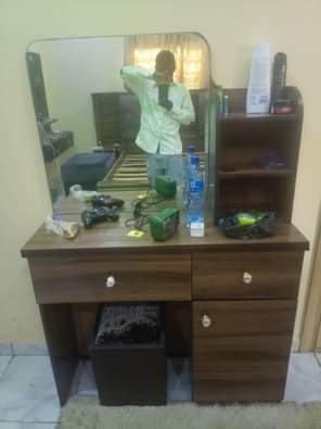A picture of BEDFRAME DRESSING MIRROR 2 SIDE DRAWERS 250k RIGACHUKUN GRA KADUNA