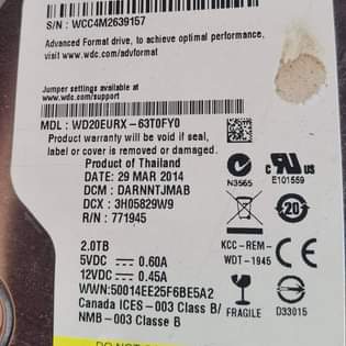 A picture of WD 2TD desktop hard disk at 120k. Call 0751490099