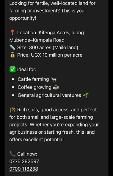 A picture of Prime land Mailo land