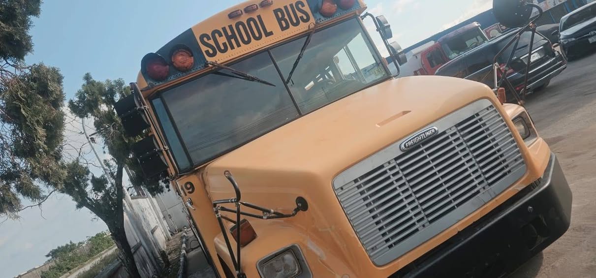 A picture of Foreign used long bus 56 seaters Manual Gear 3126 caterpillar