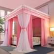 A picture of Four stand rail mosquito nets available at Flower Sandy Collections.
