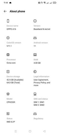 A picture of Oppo A16 64gb 4gb ram