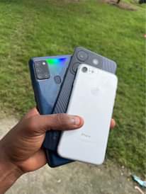 A picture of iphone 7 plain SAMSUNG A21s na INFINIX SMART 7 PLUS