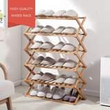 A picture of Foldable Shoe Rack Layers Bamboo Shoe Cabinets Shelf Home Organizer
