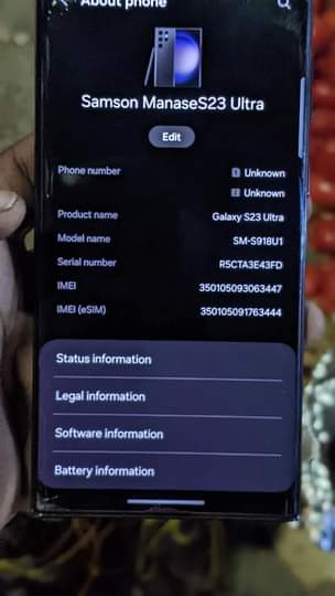 A picture of Samsung Galaxy S23 ULTRA imetumika mwezi mmoja tu Full box