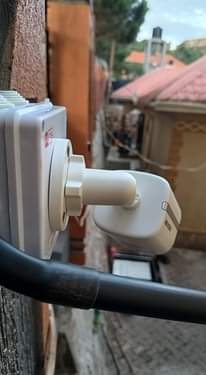 A picture of CCTV satellite and electric fence installations