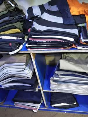 A picture of 2nd hand khaki trousers and gentle T
