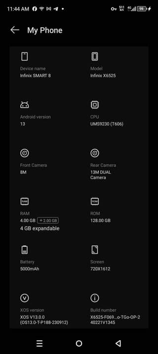 A picture of Infinix smart 8