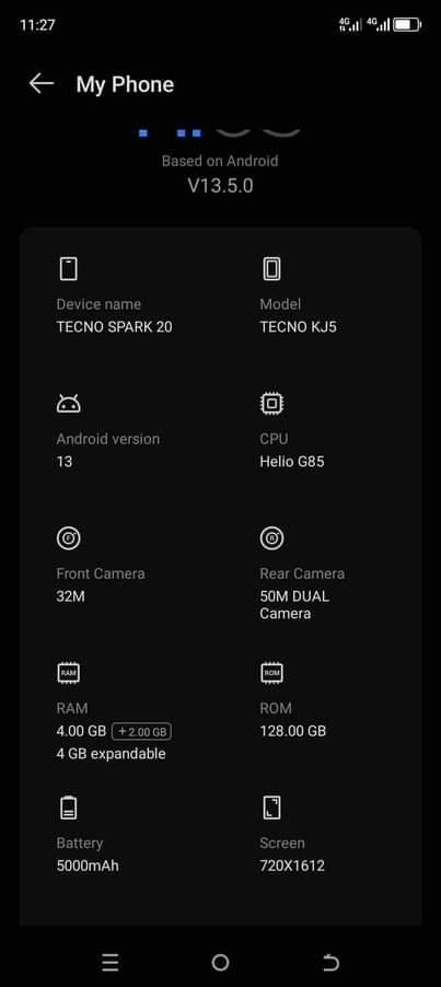 A picture of Tecno Spark 20