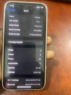 A picture of Iphone 12 64gb capacity used new