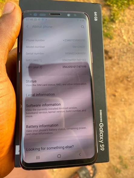 A picture of Samsung galaxy s9