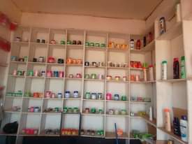 A picture of Cosmetics shop with display