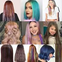 A picture of Glitter Hair Tinsel Extension with without Clips