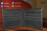 A picture of KAIALeather This Mens full grain leather and canvas combo wallet
