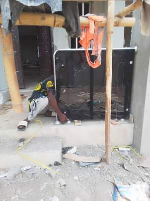 A picture of stainless steel frameless glass