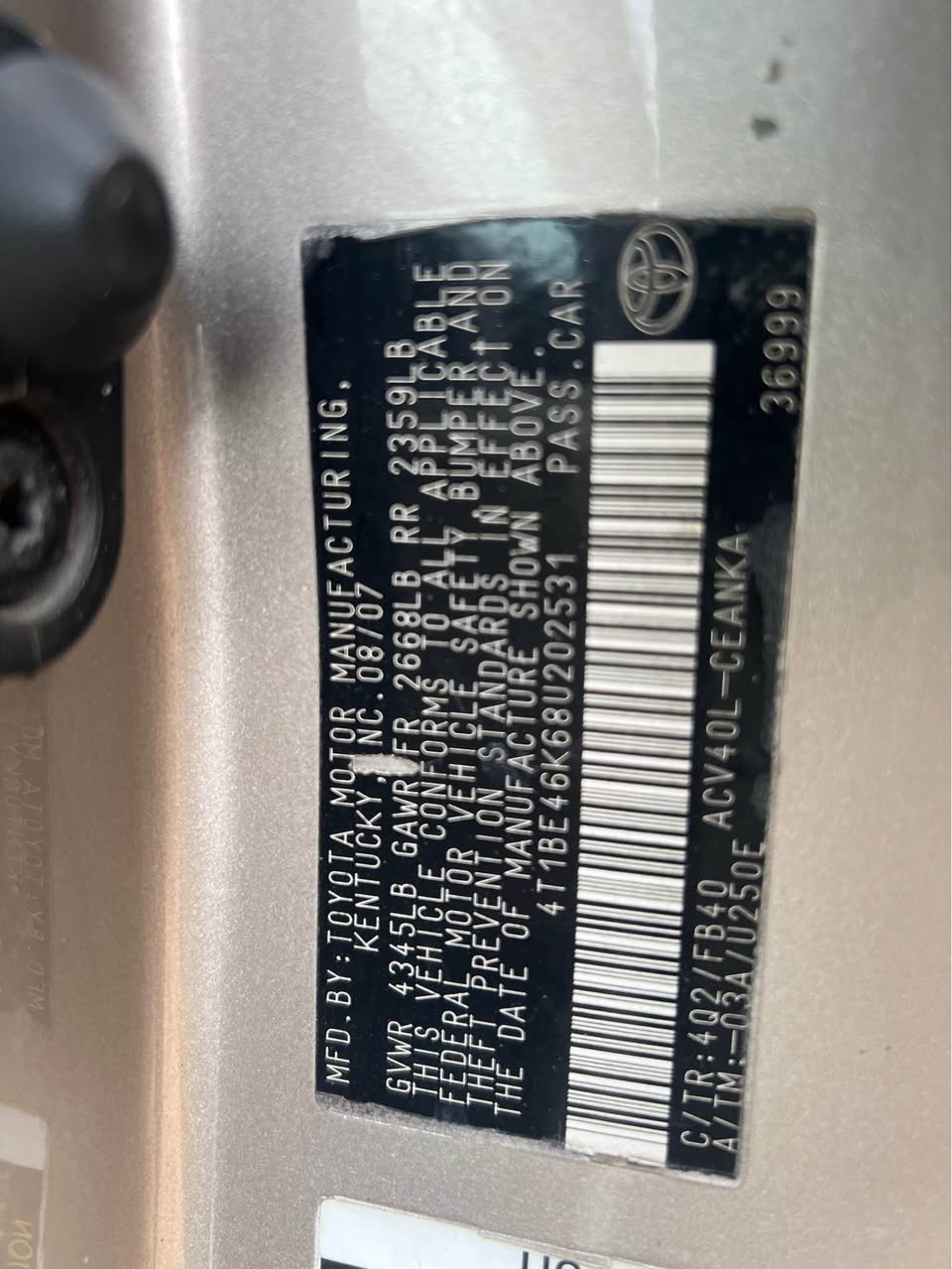 A picture of 2008 Toyota Camry Naija used