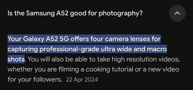 A picture of Samsung A52
