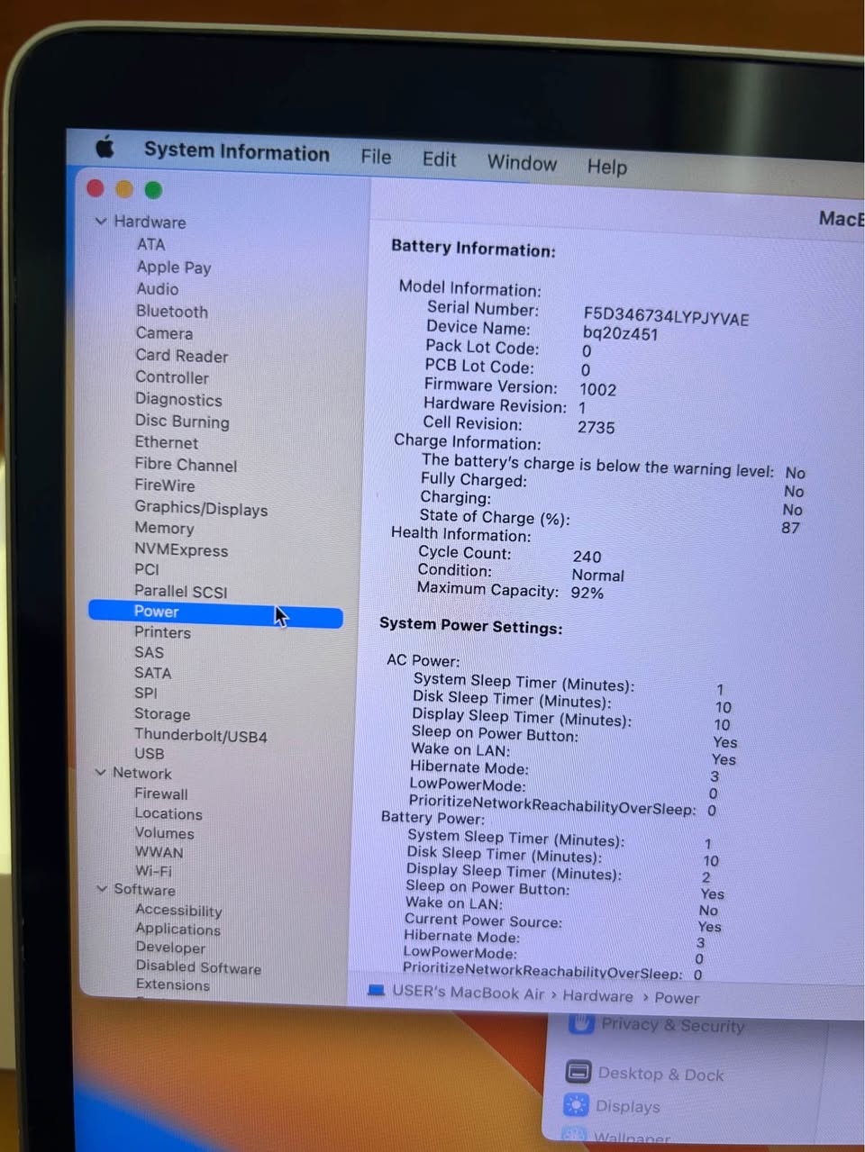 A picture of A2337 2020 MacBook Air M1