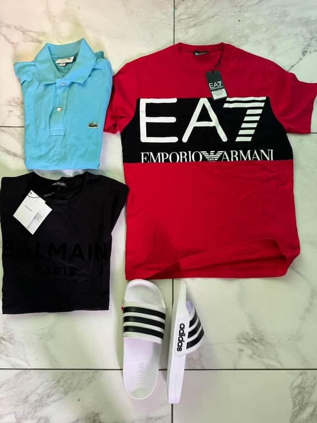 A picture of Genuine Authentic Mens Tshirts and slides