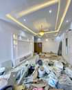 A picture of Pop ceiling window blind wall screeding wall painting TV console