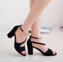 A picture of Women s Frosted Mid Classic Buckle Block Heels Sandal