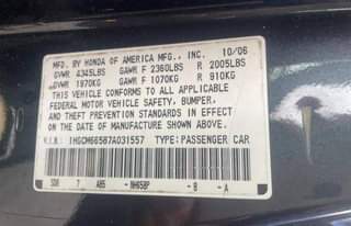 A picture of 2007 Honda Accord The lord is my strength