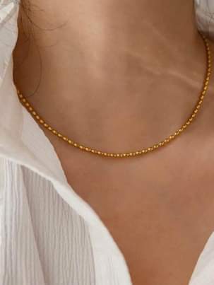 A picture of Fashionable Stainless Steel Minimalist Beaded Necklace for Women daily Decoration