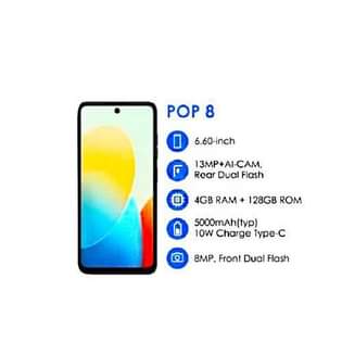 A picture of Tecno Pop 8 6 6 3GB RAM 64GB ROM 13MP