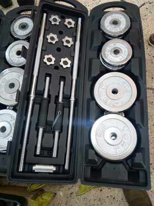 A picture of Gym equipments and dumbbells