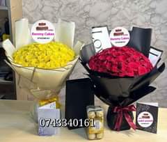 A picture of  surprisepackages birthdaygift birthdaycakes flowerbouquet balloons cakes