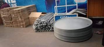 A picture of DStv GOTV STARTIMES FREE TO AIR DECODERS TV and woofer