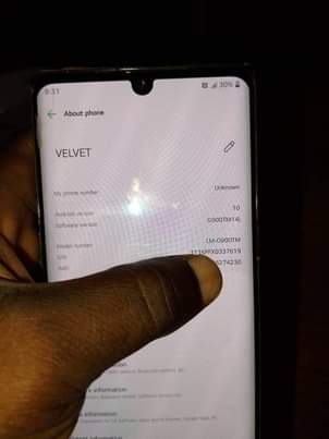A picture of Simu LG VALVET 5G