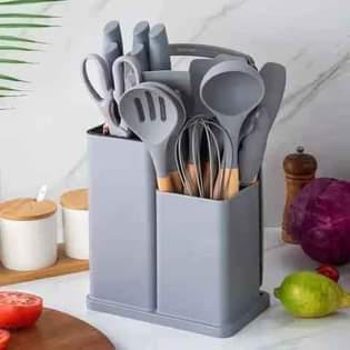 A picture of 19piece silicone spoons Grey
